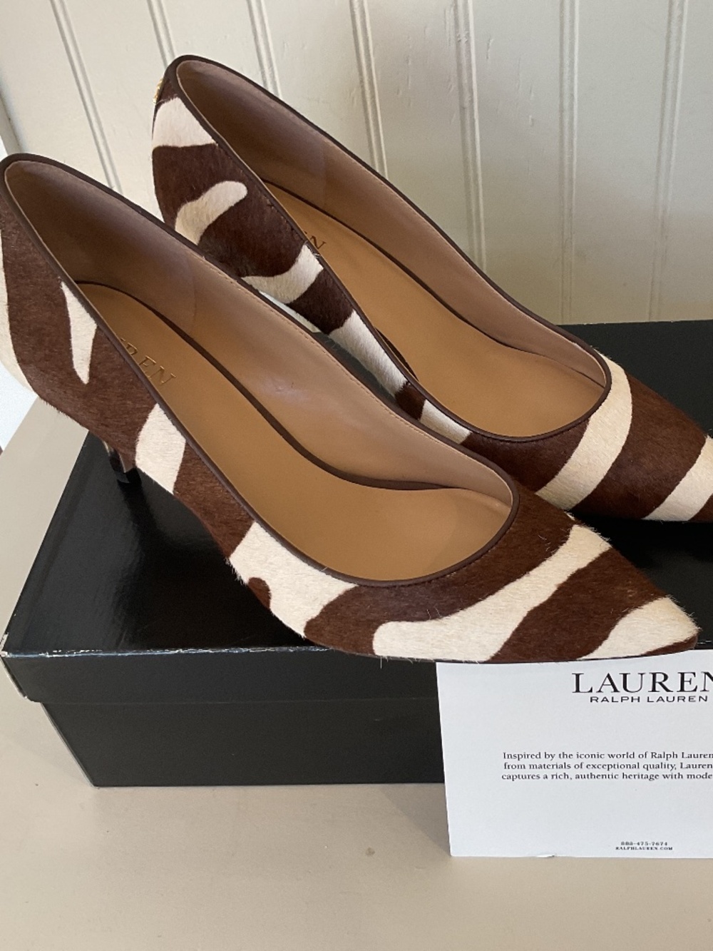 Ralph Lauren Lanette Zebra Haircalf Pumps 9B NWT